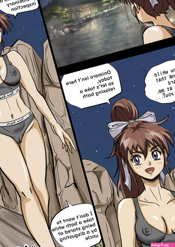 Miko seducing a man in a mixed bathing hot spring