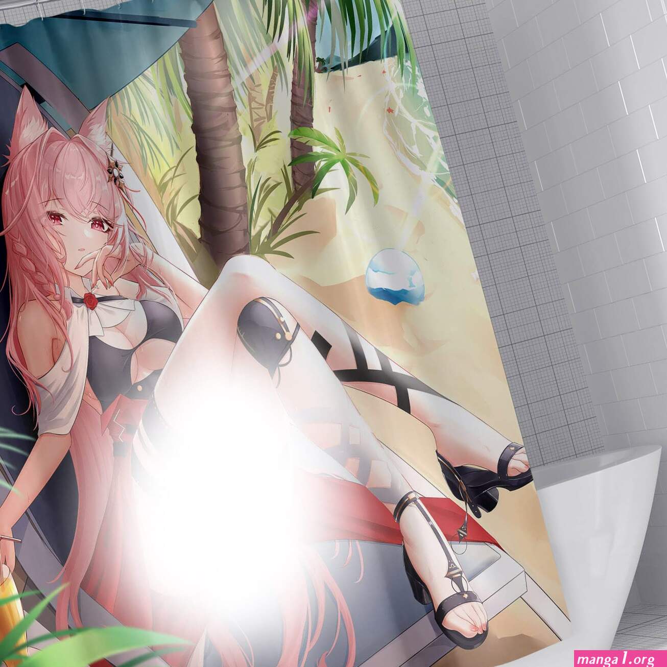 4Pcs Ecchi Manga Waifu Uncensored- Anime Bikini Fox Girl Shower Curtain Sets with Non Slip Rugs Toilet Lid Cover and Bath Mat Waterproof Durable Bathroom Décor Bath Curtains 12 Hooks : Amazon.ca: