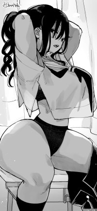 inui atsu mitsukura itsuha erotic x anabolic original absurdres highres 1girl ass breasts huge ass large breasts long hair looking at viewer monochrome school uniform skirt solo thick thighs thighs undressing wide