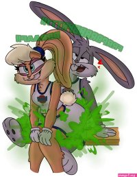 Lola Bunny farts on Bugs Bunny dick