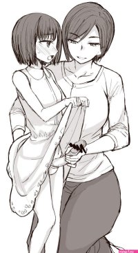 condessa 2girls age difference censored clothes lift dress dress lift erection futa with female futanari handjob incest mature female monochrome mother and daughter multiple girls panties penis shirt skirt underwear