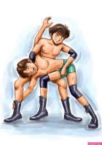 highres tagme 2boys male focus multiple boys playing sports shota wrestler wrestling yaoi