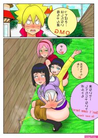 nokironokii haruno sakura hyuuga hinata uzumaki boruto uzumaki himawari boruto: naruto next generations naruto series animated animated gif translation request 1boy ass black hair blonde hair brother and sister caught clothes pull