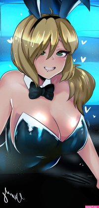 vanessa fnaf five nights at freddy039s five nights at freddy039s: security breach highres 1girl animal ears blonde hair bow bowtie breasts cleavage detached collar female focus green eyes large breasts leotard playboy