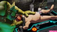 Evil Orc straps cubbish human prisoner to a milking machine and edges him 5 minute loop