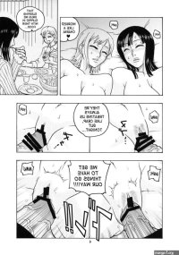 One piece hentai manga Sanji and Usopp fuck Robin and Nami in their pussy and ass