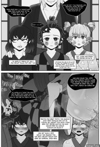 blackwhiplash agatsuma zenitsu hashibira inosuke kamado tanjirou kimetsu no yaiba absurdres highres 5boys anal ass blush clothed male nude male clothed sex clothes dark-skinned male dark skin ear piercing english text fellatio