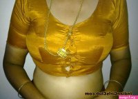 Golden Blouse Married Indian Aunty