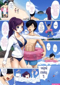 Sexy anime girlfriend gets turned on by hot public sex on the beach