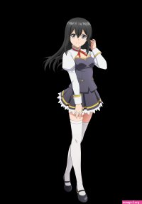 alice ore dake haireru kakushi dungeon ore dake haireru kakushi dungeon highres official art 1girl black hair blue eyes hair between eyes long hair pleated skirt skirt thighhighs transparent background white thighhighs
