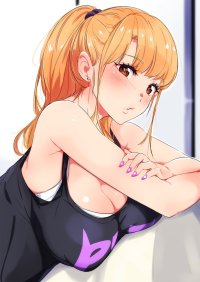 engawa suguru sano aika ane wa yanmama junyuuchuu in atami da!! ane wa yanmama junyuuchuu in jikka 1girl blonde hair breasts brown eyes cleavage ear piercing fingernails large breasts lips nail polish