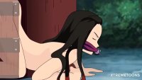 Inozuke and Nezuko having fun under the moonlight
