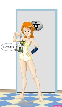 Ben using alian mode to spy on gwen in the shower.