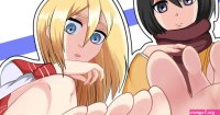 feet Feetfetish foot licking Mikasa and historia barefoot