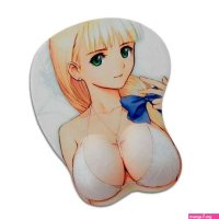 Tapis de souris 3D relief fille manga blonde et repose poignet seins