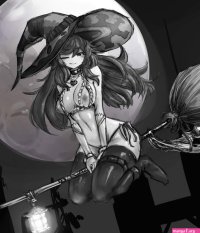 JSN on X: R-18 Witch Anime Girl Drawing Illustration Boobs Breasts sexy BlackAndWhite BnW