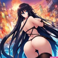 Giant ass and big tits half naked long black hai by kumasku on DeviantArt
