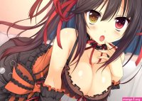 Wallpaper : illustration anime girls Date A Live big boobs manga black hair cleavage heterochromia Tokisaki Kurumi ecchi mangaka 2560x1813