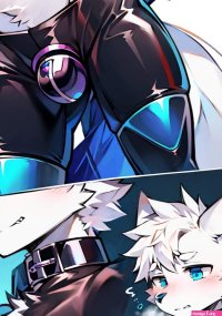 Robo Shota le renard blanc portant uniquement des shorts en caoutchouc