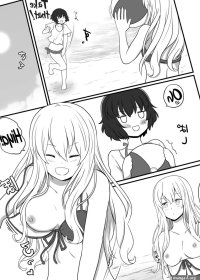 A yuri couple does exhibitionism at the beach