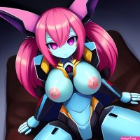 Android Exposed Breasts Pov Gynoid Mecha Girl Robot Robot Girl Twintails Vermana Arms Behind Back 1100329468