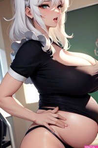 Anime Pregnant Huge Boobs 60s Age Orgasm Face White Hair Messy Hair Style Light Skin Comic Hospital Side View Working Out Maid 3681508957887646284