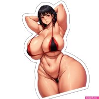 : Curvy Anime Girl Thicc Manga Women Big Breast Waman Stickers Cartoon Girl Comics Stickers E381 3x3 White