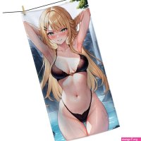 Anime Girl Beach Bath Towel Night Swim Original Art Manga Hot Sexy Blonde Hair