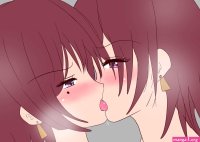 character request highres 2girls blush kiss multiple girls nude pink eyes red hair selfcest yuri