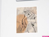 Big boobs an booty cartoon character line art sexy girl print naked woman drawing ass story Sticker by Mounir Khalfouf