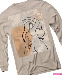 Big boobs an booty cartoon character line art sexy girl print naked woman drawing ass story Long Sleeve T-Shirt by Mounir Khalfouf