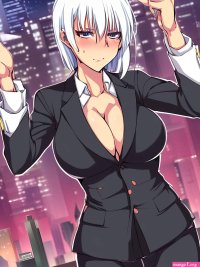 Porn image of messy hair muscular short small tits white hair night hentai created by AI