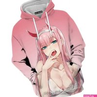Darling In The Franxx Zero Two Hoodie Sexy Hentai Anime Loli 3D Harajuku Mens Hoody From Make07 16.43