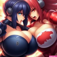 Big boob fight huge boob anime chicks image created in Shedevrum