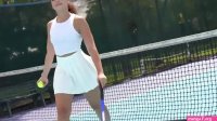 Tennis with sexy black client turns to cock milking