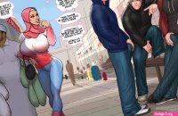 Hentai Muslim Hijab Pussy comic xxx gagbang with Arab slut mom