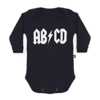 Body Bebê Manga Longa ABCD Preto