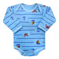 Body Bebê Manga Longa Azul Âncora RNG