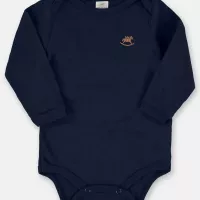 Body Bebê Menino Manga Longa Algodo Azul Marinho Up Baby