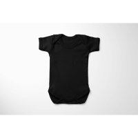 Body Bebê Infantil em Suedine Preto Liso 100 Algodo Manga Curta