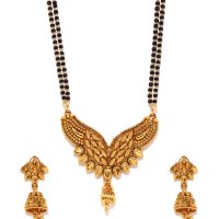 Gold Plated Mangal Sutra Pendant With Earring Set at 200piece