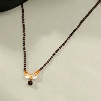Yellow Chimes Mangalsutra for Women Gold Plated Black Beads Mangal Sut