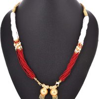 Buy Handicraft Kottage Traditional White Red Beads Mangalsutra Necklace Sets Jewellery for Women And Girls WhiteRedHK-Mangalsutra-Red-0120 at Amazon.in