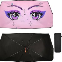: Gredecor Eyes Windshield Sun Shade Umbrella Anime Girls Eyes Star Auto Foldable Sun Visor Manga Comic Sunshades Covers UV Block Car Front Window Fit Sedan SUV Trucks Car Large :