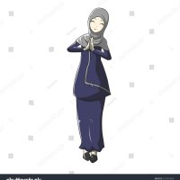 Hijab Muslimah Vector Manga Style Greeting Stock Vector Royalty Free 1297619695