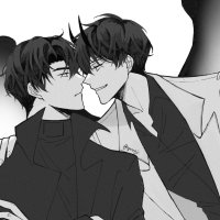 kim dokja yoo joonghyuk omniscient reader039s viewpoint highres 2boys closed mouth collared shirt crossed arms face-to-face frown greyscale hand on another039s shoulder horns jacket long sleeves looking at another male focus...