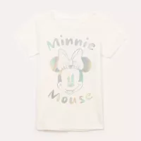 blusa de algodo infantil minnie manga curta off white