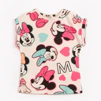 camiseta de algodo infantil minnie manga curta bege