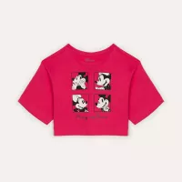 blusa de algodo juvenil minnie manga curta pink