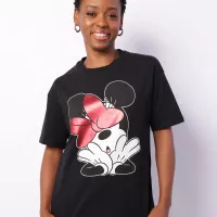 Camiseta Feminina Disney Minnie Manga Curta Preta